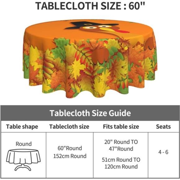 Thanksgiving Tablecloth Turkey Decoration Table Cover for Kitchen Party - Picture 5 of 6